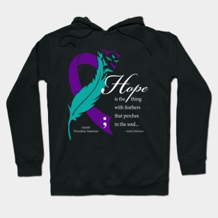 Suicide Hope Feather Ribbon, white type Hoodie